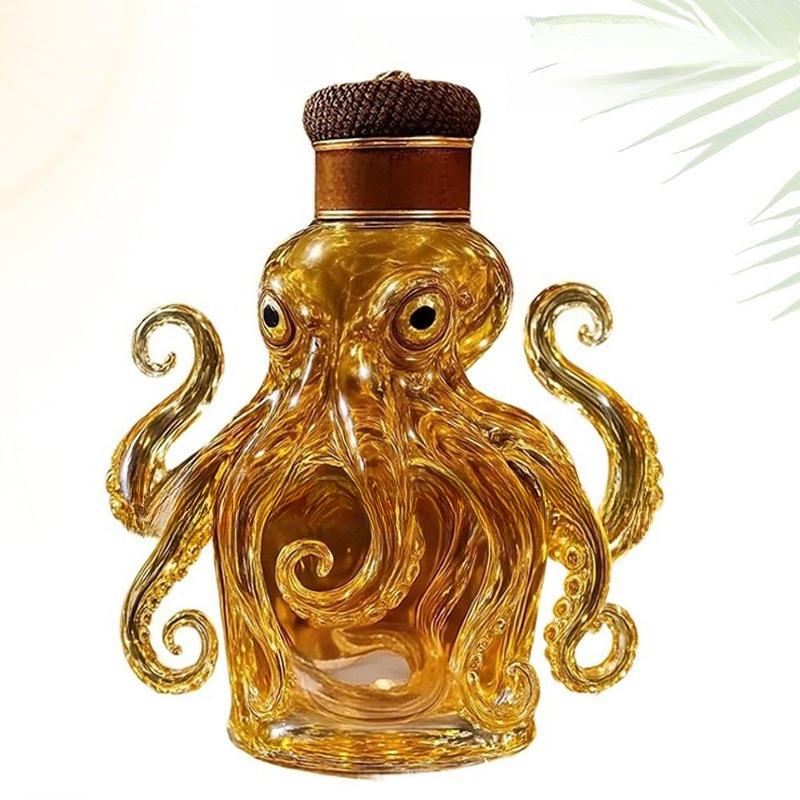 Glass Decanter Whiskey - 3D Carved Octopus Whiskey Decanter Glass